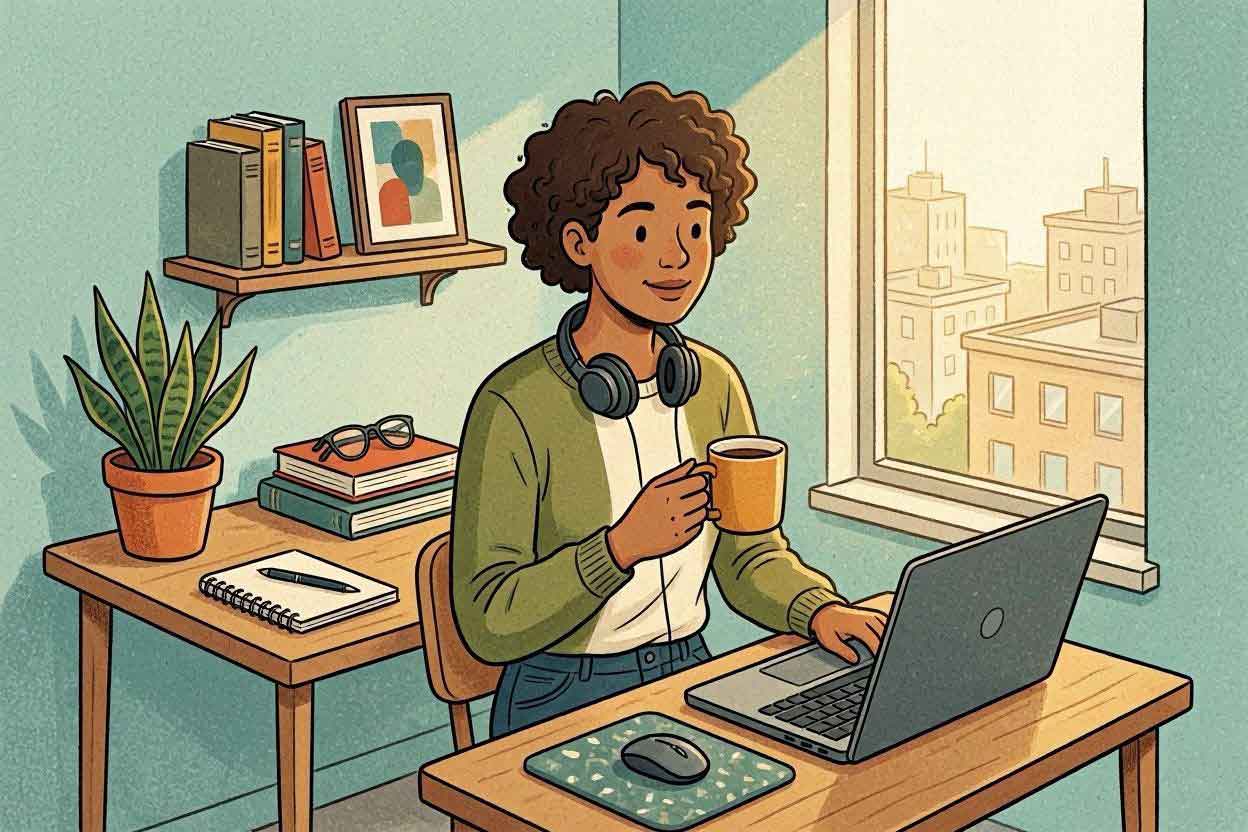gambar ilustrasi orang Bekerja Santai